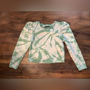 ✅ ZARA Tie-Dye Long Sleeve Puff Shoulder Top – Size Small